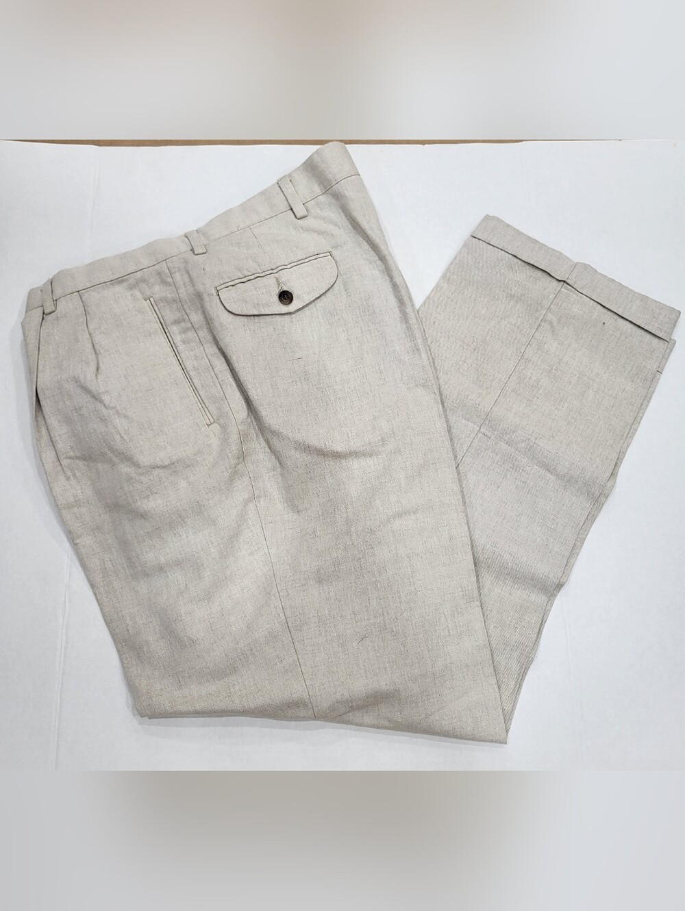 NWT Dockers Men's 42 Classic Linen Cotton Pants Trousers Khakis Beige Casual - Picture 3 of 7